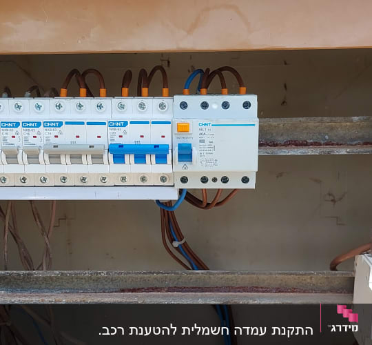 לוח חשמל עם מפסקים וחוטים